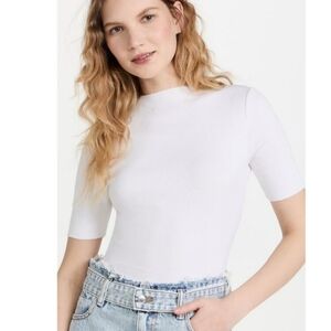 Nation LTD Soft Ribbed Lightweight Pullover Chic Tee Shirt Sz S white